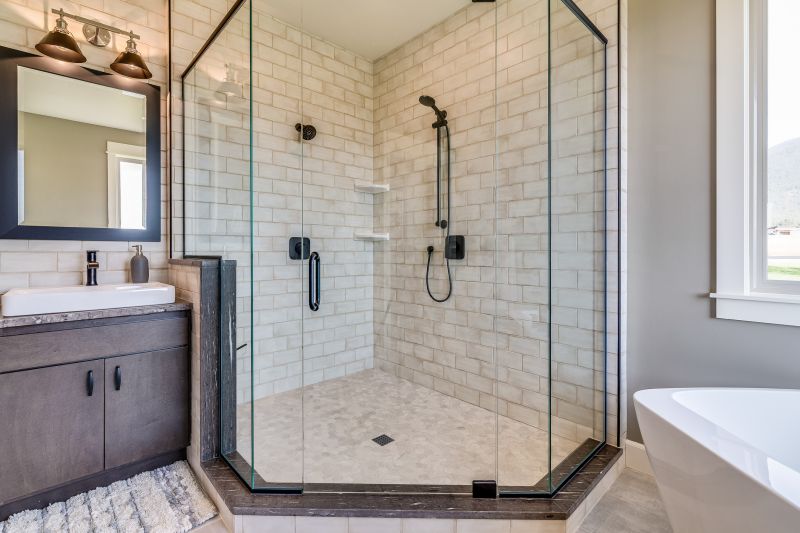 Contemporary Shower with Tile Accents